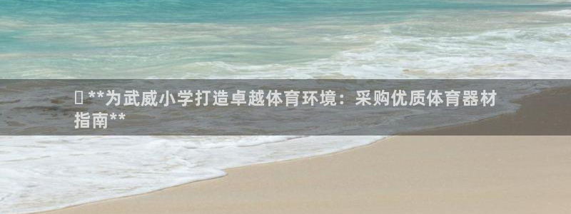 极悦平台代理怎么做：✅ **为武威小学打造卓越体育环